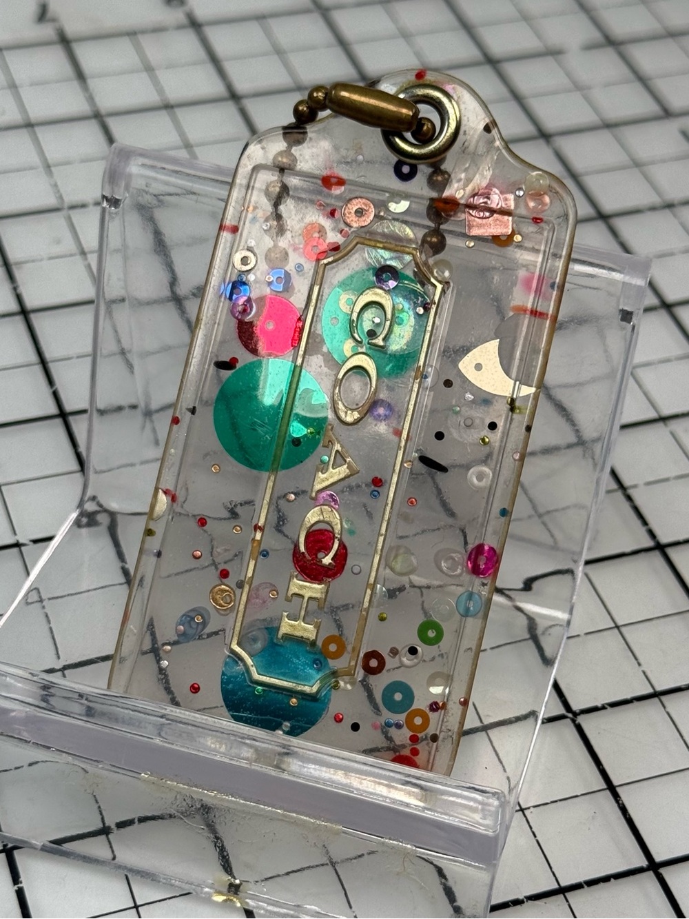 Coach Clear Glitter Confetti Polka dot poppy hangtag Charm Charm - Multicolor - Picture 3 of 5